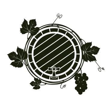 A wine barrel with a vine. Vector. Stock Illustration