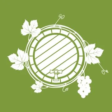 A wine barrel with a vine. Vector. Stock Illustration