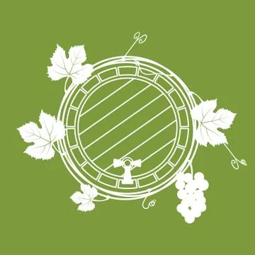 A wine barrel with a vine. Vector. Stock Illustration