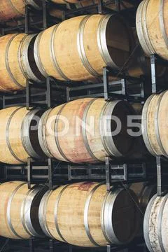 Wine barrels aging Stock Photos