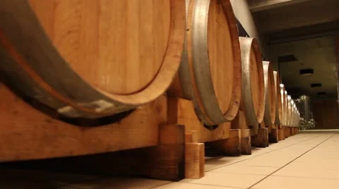 Wine barrels in the cellar 2 Stock-Footage 47145166