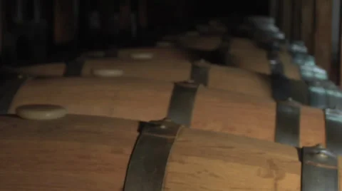 Wine barrels in a cellar Video stock 35209096