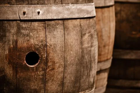 Wine barrels in cellar Stock-Fotos
