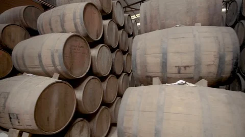 Wine Barrols Storage Stock Footage 122717095