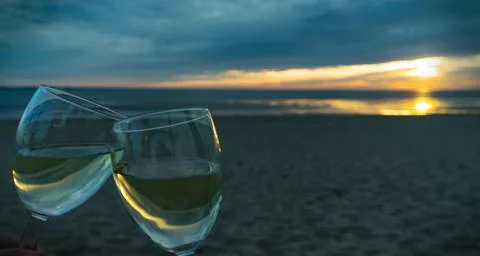 Wine at the beach 01 Stock Photos