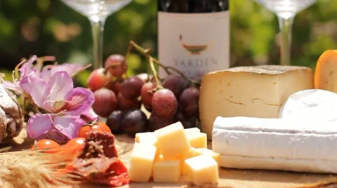 Wine Blue cheese gouda bread grape food parmesan swiss dairy healthy france milk Stock Footage 10903949