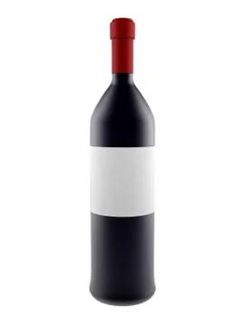 Wine bottle with blank label isolated on white Stock Illustration