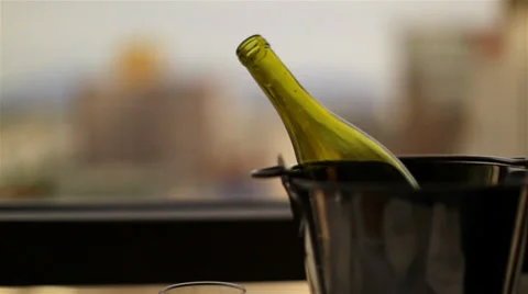 Wine Bottle Bucket At Window HD Stock-Footage 37905622