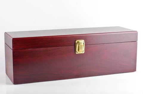 Wine bottle case on the white Foto stock