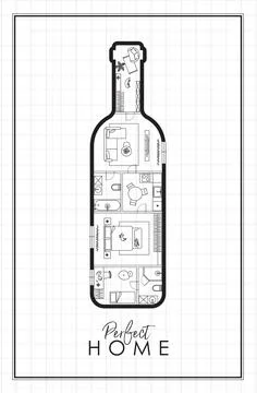Wine bottle construction drawing white Stock Illustration