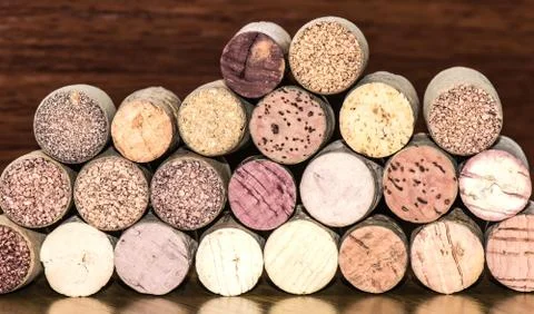 Wine bottle corks transverse view Foto stock