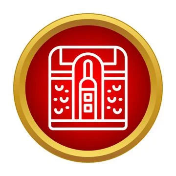 Wine bottle display inside red gift box icon Stock Illustration
