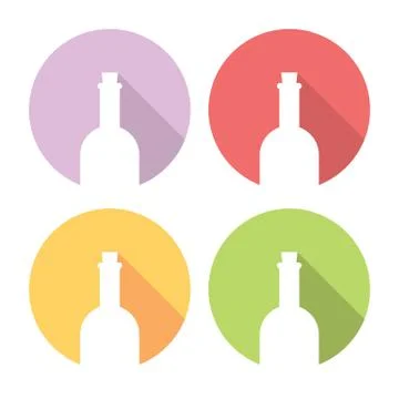 Wine Bottle Flat Icons Set Stock Illustration