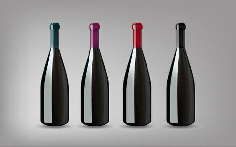 Wine Bottle with On grey Background Isolated. Ready For Your Design. Product Stock Illustration