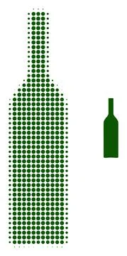 Wine Bottle Halftone Dot Icon Stock Illustration