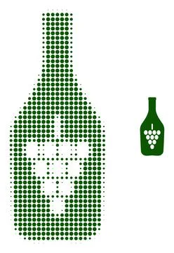 Wine Bottle Halftone Dot Icon Stock Illustration