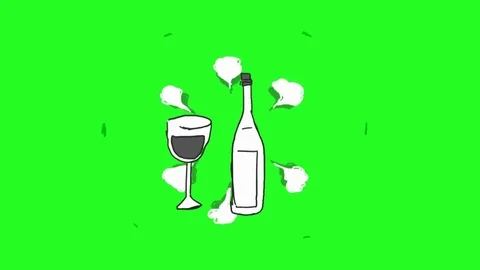 Wine bottle - Hand-Drawn - Animation - Green Screen Video stock 81323391