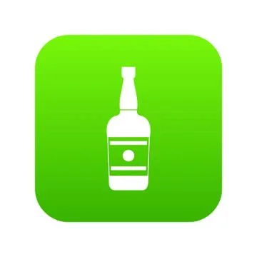 Wine bottle icon green vector Illustrazione stock