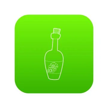 Wine bottle icon green vector Illustrazione stock