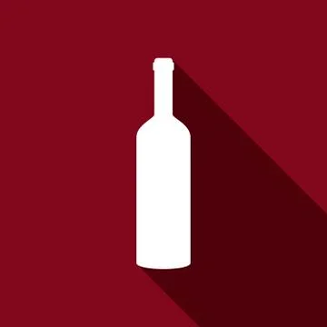 Wine bottle icon with long shadow. Vector illustration Stock Illustration