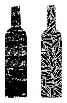 Wine Bottle Icon Recursive Composition and Grunge Textured Icon Stockillustratie