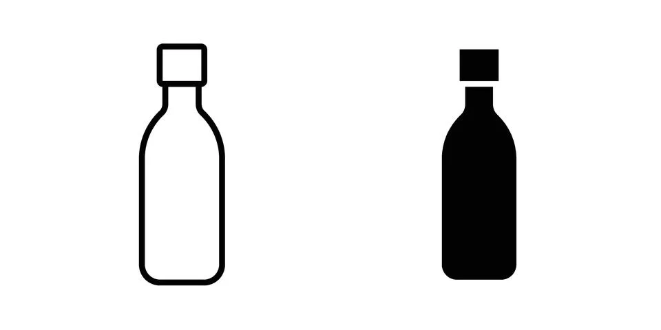 Wine bottle icon silhouette vector set. thin line pack Stock Illustration