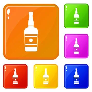 Wine bottle icons set vector color 스톡 일러스트