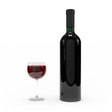 Wine bottle isolated 3d rendering Stock Illustration