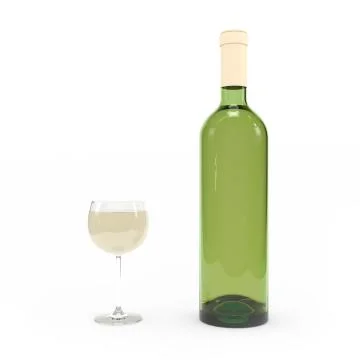 Wine bottle isolated 3d rendering 스톡 일러스트