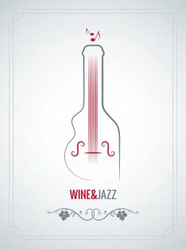Wine bottle jazz design vector background Stock Illustration