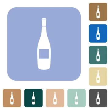 Wine bottle with label rounded square flat icons Stock Illustration