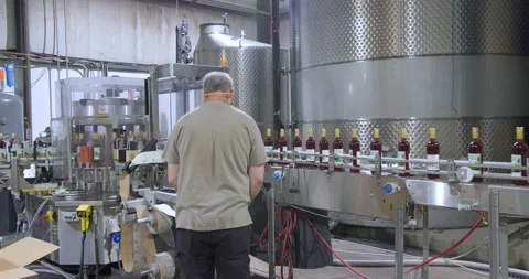 Wine Bottle Labeling Stock Footage 205483533