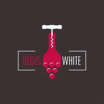 Wine bottle logo. Corkscrew with wine grapes design background Stock Illustration