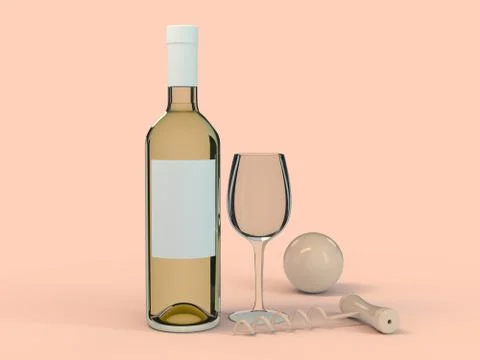 Wine Bottle Mockup. Blank Label. 3D Stock Illustration