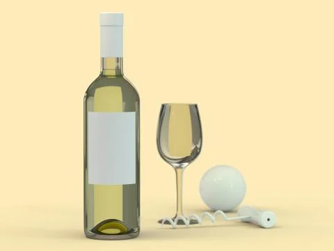 Wine Bottle Mockup. Blank Label. 3D Illustrazione stock