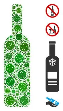 Wine Bottle Mosaic of CoronaVirus Elements 库存插图