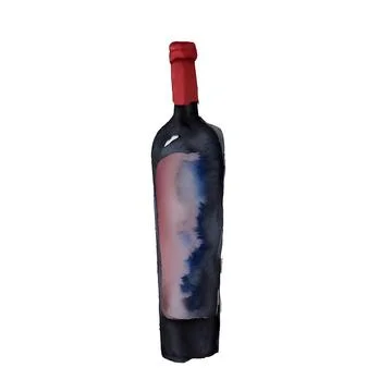 Wine bottle with multi-colour label against white background Stock Illustration