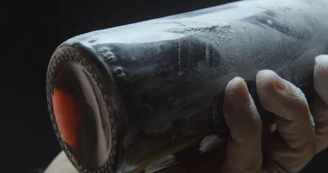 Wine bottle old powder studio Stock Footage 91353936
