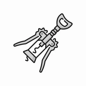 Wine bottle opener, corkscrew thin line icon Ilustração Stock