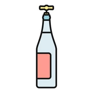 Wine bottle opening with corkscrew vector illustration Stock Illustration