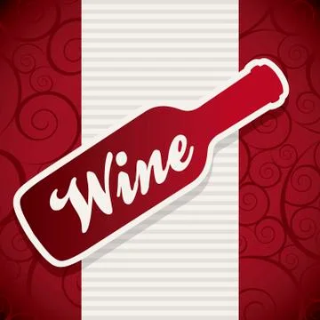 Wine bottle over red background. vector illustration Ilustração Stock