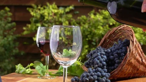 Wine from the bottle is poured into a glass Stock Footage