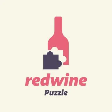 Wine Bottle Puzzle logo Stock Illustration