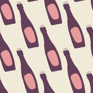 Wine bottle seamless abstract pattern. Purple glass elements with pink detail Stock Illustration