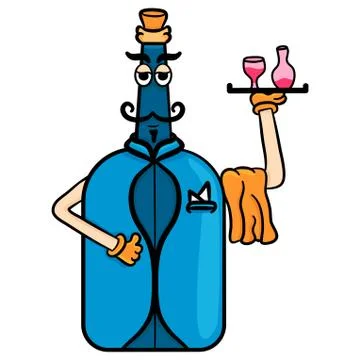 Wine bottle serving Illustrazione stock