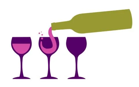 Wine bottle serving wineglasses Stock Illustration