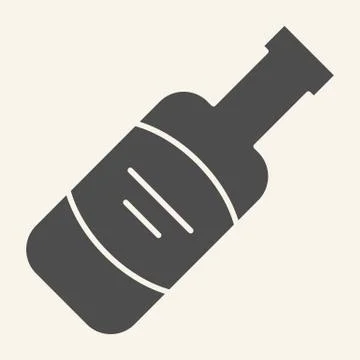 Wine bottle solid icon. Alcohol beverage symbol, glyph style pictogram on beige Illustrazione stock