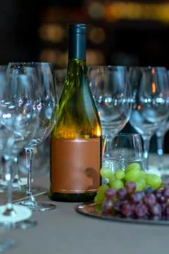 Wine bottle with space to write. 스톡 사진