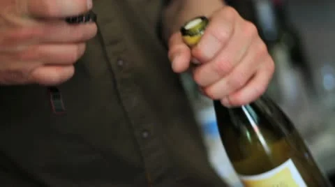 Wine bottle uncorking 스톡 동영상 12209577