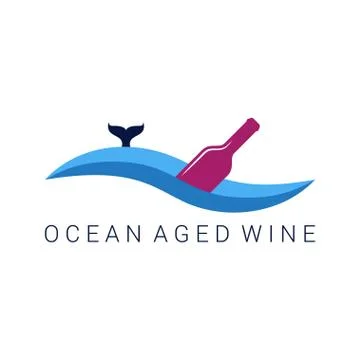 Wine bottle wave design label illustration Stock Illustration